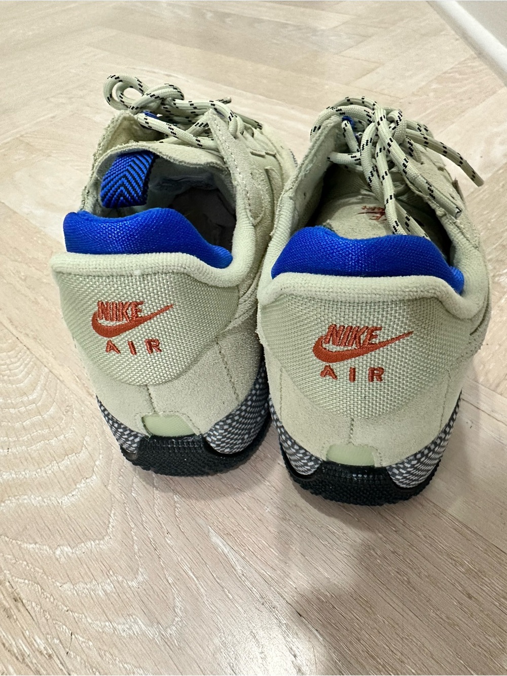 Women's Nike Air Hiking Sneakers in Olive Green with Blue Accents - Picture 3 of 4